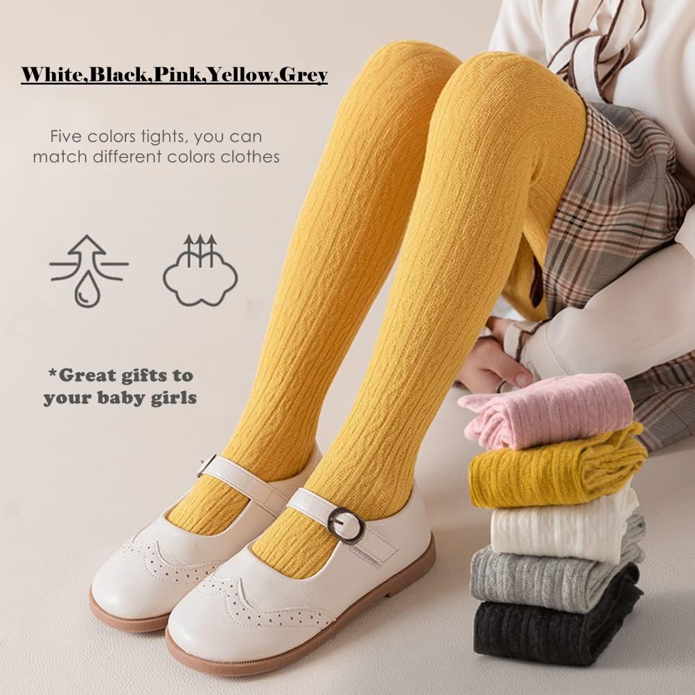 Bafeicao 3/4/5 Pack Toddler Baby Girls Tights Cable Knit Leggings Stockings Little Girl Cotton Pantyhose - Image 3