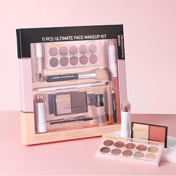 Beginner Makeup Set, Full Cosmetic Kit, Complete Beauty Collection, Starter Bundle with 11pcs Assorted Tools, Lipstick Palette Concealer for Girls, Teens, Birthday, Wedding and Shopping