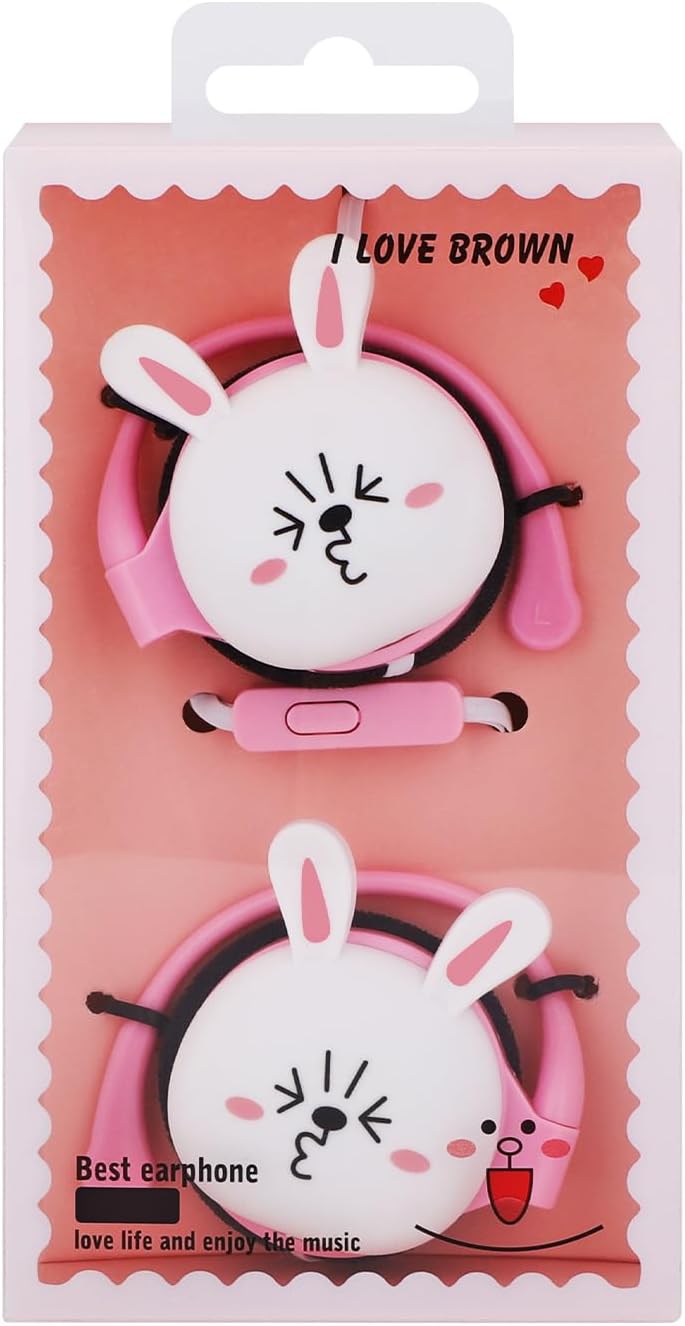 QearFun Bunny Earbuds for Kids with Ear Hooks, Kawakii Wired Over Ear Headphones Earphones Gifts for School Girls and Boys with Microphone & Ear Loops Pink QearFun Bunny Earbuds for Kids with Ear Hooks, Kawakii Wired Over Ear Headphones Earphones Gifts for School Girls and Boys with Microphone & Ear Loops Pink