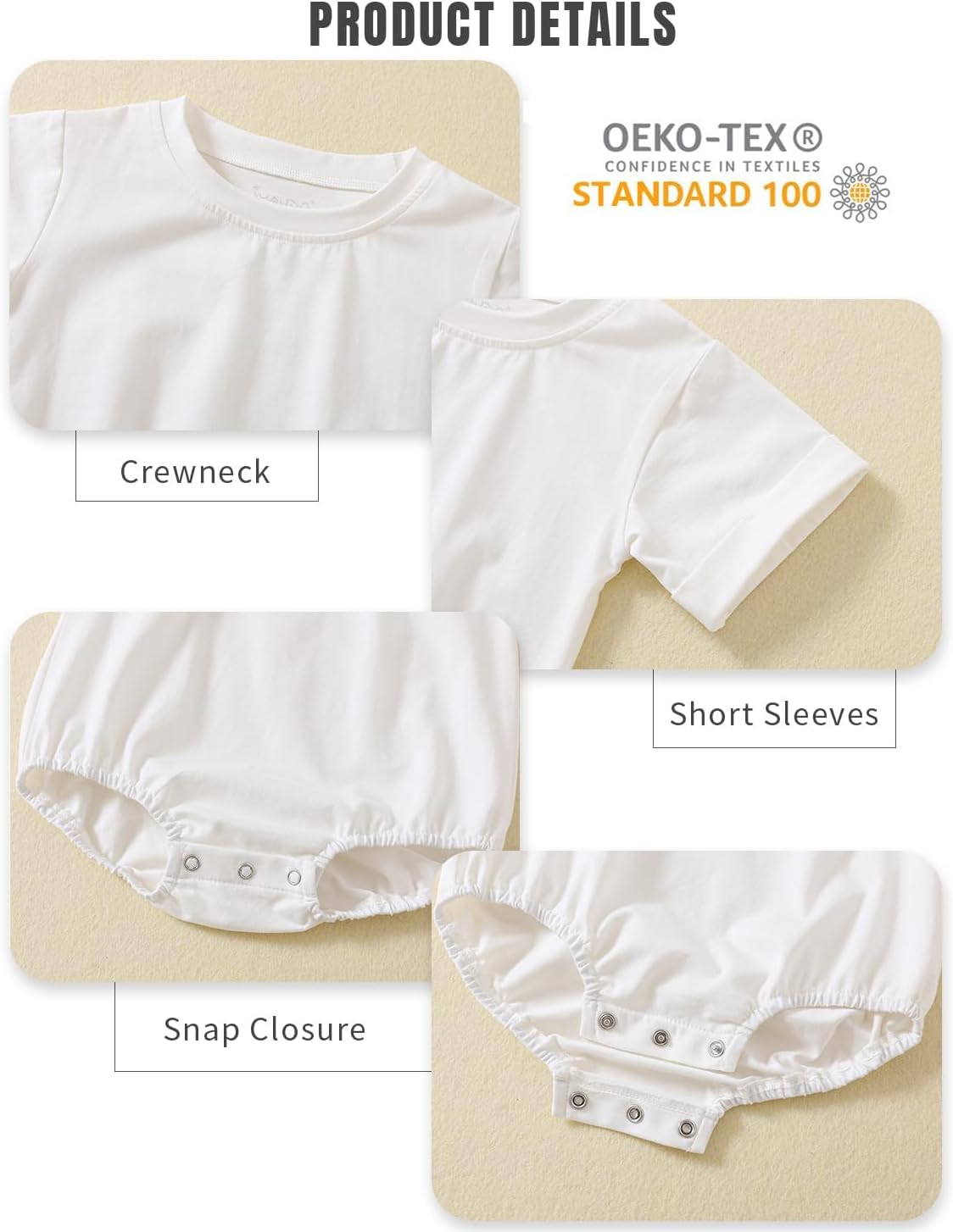 Jimonda Baby Bubble Romper Boy Girl Solid Color T-Shirt Outfits Short Sleeve Bodysuit Organic Cotton 2Pcs - Image 5