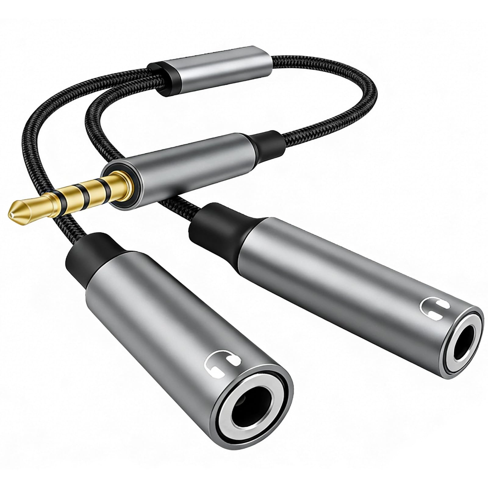 Lullu Sdoppiatore Cuffie, Adattatore Doppio Audio Splitter Jack 3,5 mm Aux DAC Hi-Res 24bit/96KHz Cavo per cuffie per Smartphone, Altoparlanti, PS4, Tablet, PC, MP3 MP4, Microfono