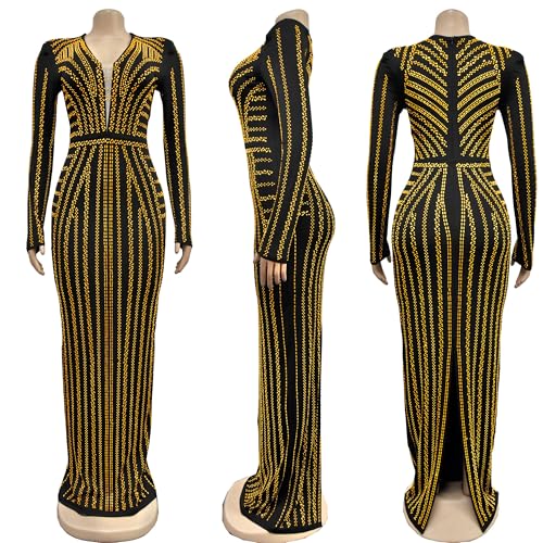 Image of Nagfar Women Rhinestone Sequin Birthday Party Sexy New Year Formal Dress