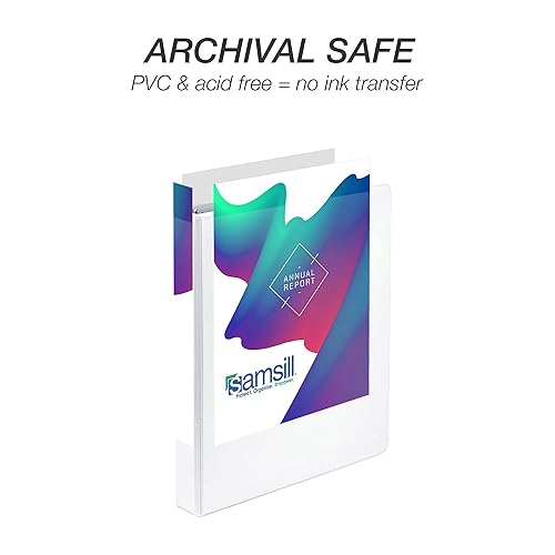 Vista 449 de Samsill Carpeta duradera de 1.5 pulgadas, fabricada en los Estados Unidos, carpeta de anillos en D, carpeta transparente personalizable, color Negro