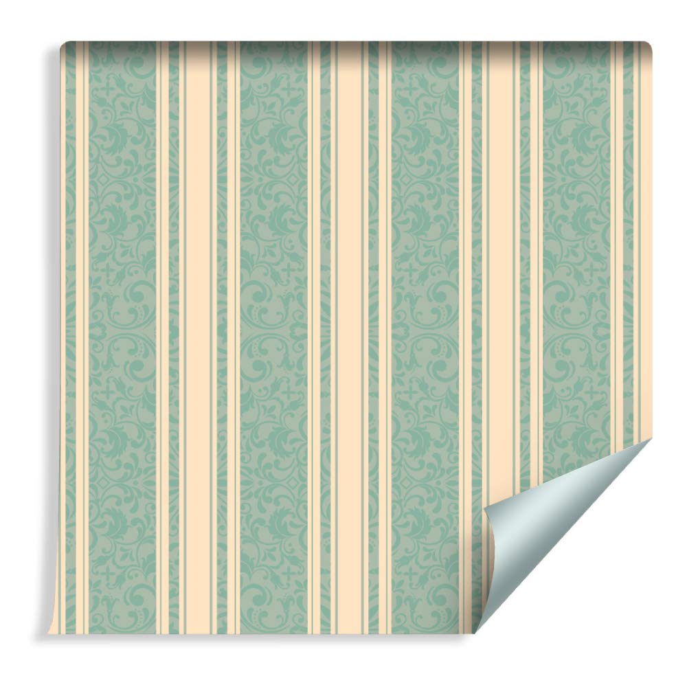 Muralo Papier Peint Rayures Rétro et Ornements de Style - 10m x 53 cm