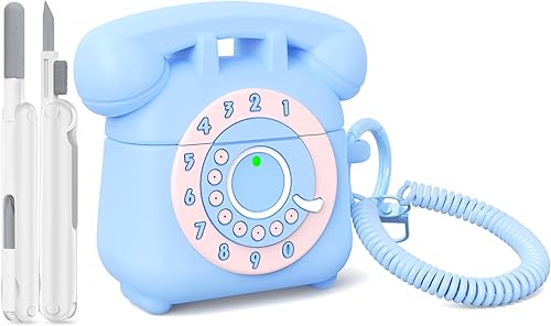 Vista 9 de KOREDA Funda para AirPods Pro de 2ª/1ª generación con kit limpiador y cordón, diseño de teléfono divertido y lindo funda protectora de silicona