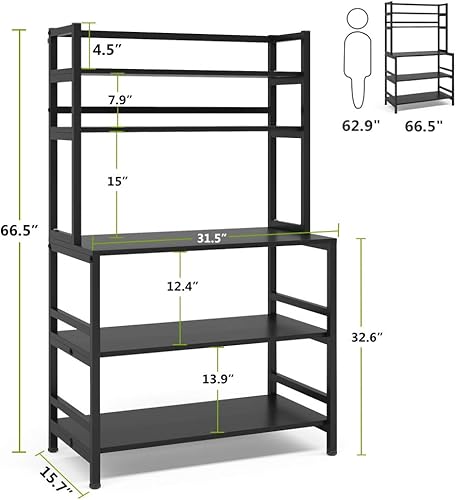 Miniatura 3 de Tribesigns Estante para hornear de cocina de 5 niveles con gabinete, soporte industrial para horno de microondas, organizador de almacenamiento de