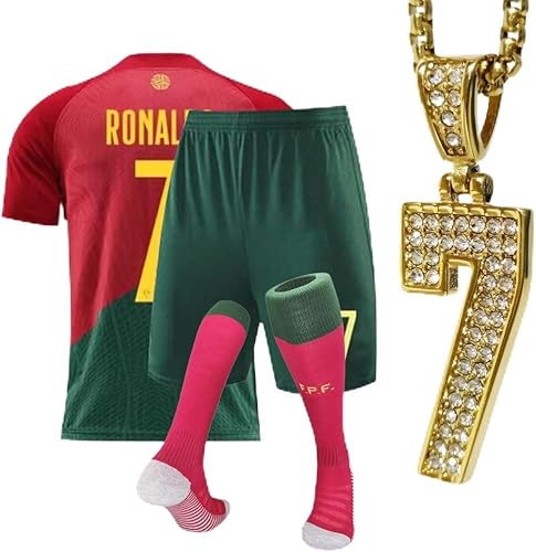 URAISEUS Camiseta de fútbol para niños, ropa deportiva para niños, uniformes de fútbol juvenil con calcetines y collares #7