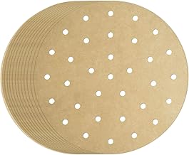 8 inch Air Fryer Parchment Paper Liners, 200pcs Round Perforated Steaming Parchment Paper Perfect for 3.5-5.8QT Air Fryer, Steamer, Pans, Replacement for No More Cleaning, Unbleached