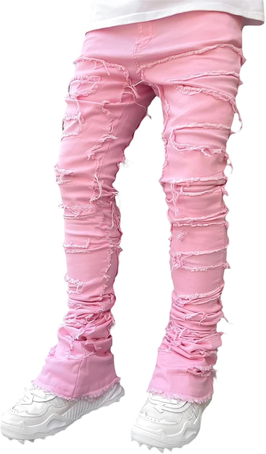 Stacked Jeans Men Skinny Ripped Jeans Slim Fit Patchwork Denim Pants Y2K Goth Harajuku Emo Hip Hop Jeans Trouser - Image 4