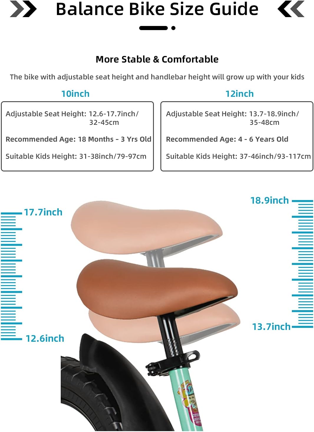 JOYSTAR 10"/12" Kids Balance Bike with Footrest for Girls & Boys, Ages 18 Months to 5 Years, Toddler Training Bike with Airless Tire and Adjustable Seat Height (Black Blue Green Pink) : Toys & Games