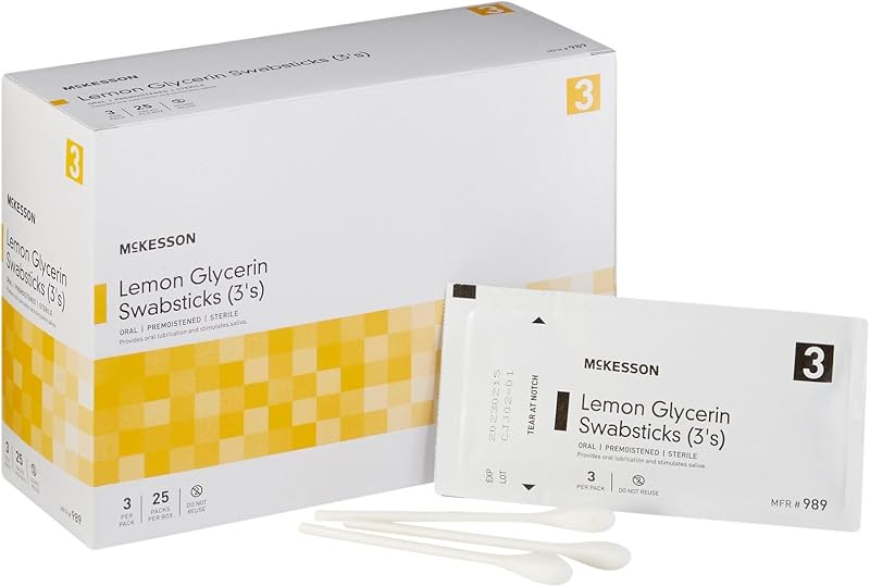 Hastes de algodão orais McKesson com glicerina e limão, Pacote com 250