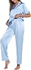 LUBOT 2025 Silk Pajamas for Women Satin Pajama Sets PJ 2 Piece Short Sleeve Long Pants Soft Button Down Loungewear Sleepwear
