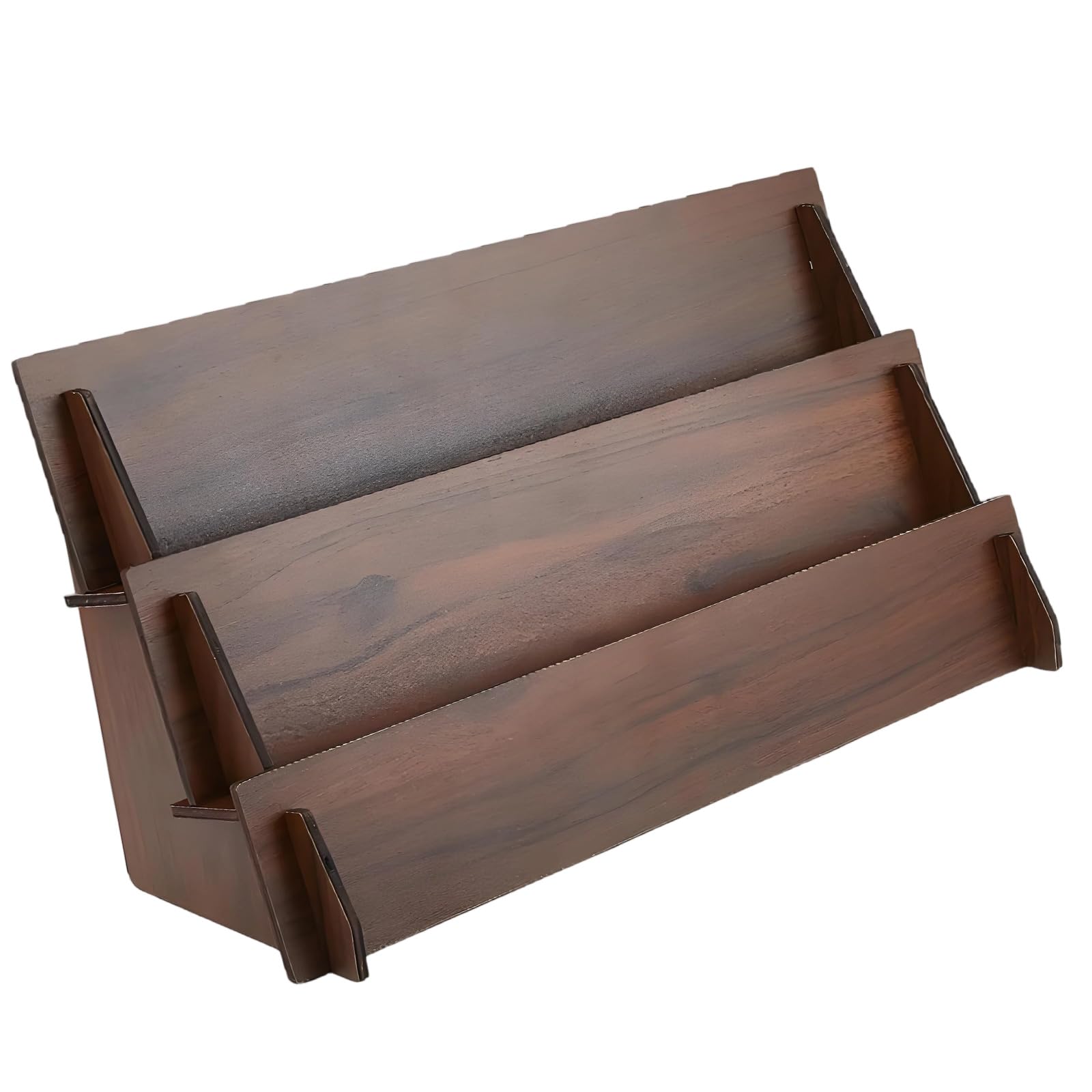 Msioytog Sturdy Wooden Step Designs Storage Rack for Neatly Arranging Cards on Your Workspaces Desktop Storage Rack
