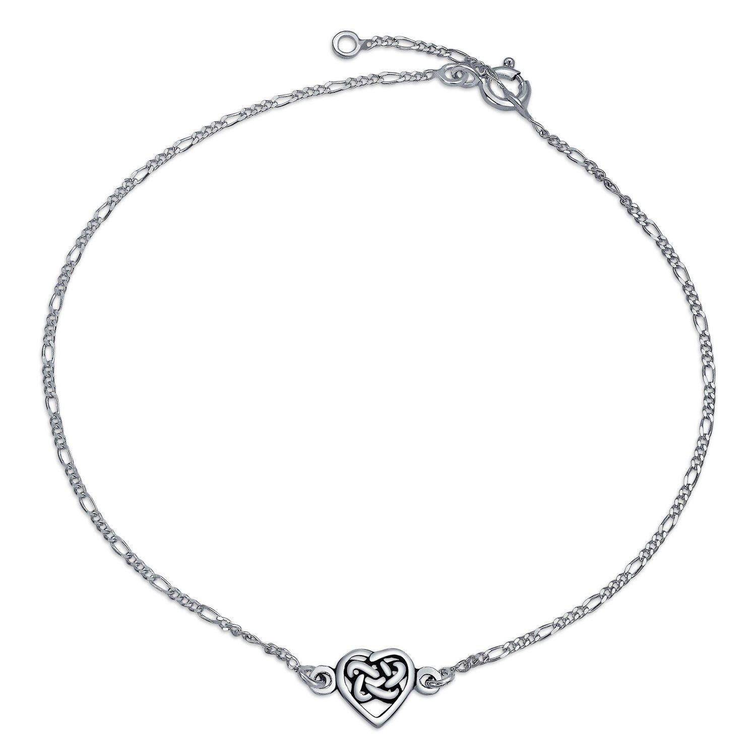 Tobillera de plata de ley .925 con diseño celta Claddagh ajustable para mujer 4