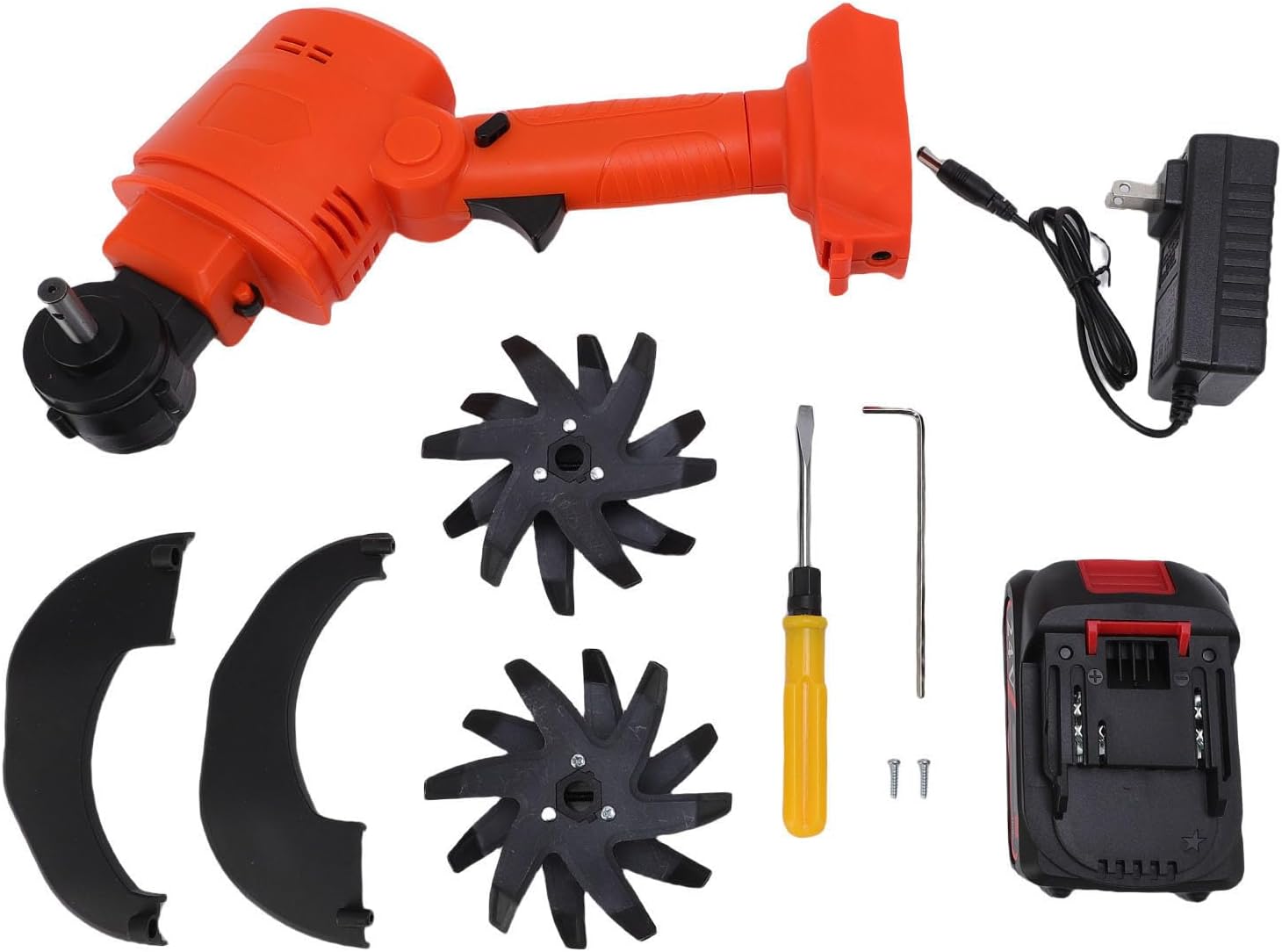 Keenso Cordless Tiller Cultivator Battery Powered with 1500mAh Lithium Battery Mini Tiller for Weeding Garden Cultivator with Safety Lock Ergonomic Handle (US Plug 100 to 240V)
