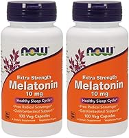 Vista 1 de Now Supplements, Melatonina, Extra Strength 10 mg, 100 cápsulas vegetales (paquete de 2)