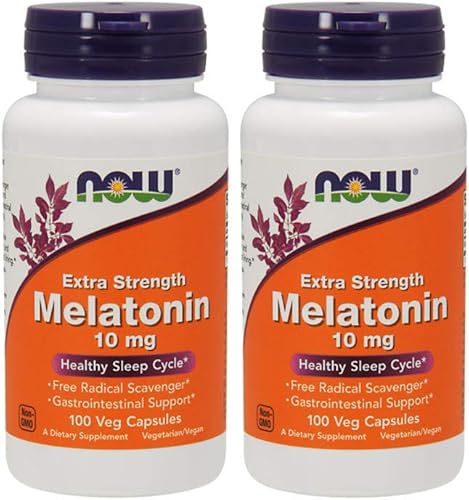 Now Supplements, Melatonina, Extra Strength 10 mg, 100 cápsulas vegetales (paquete de 2)