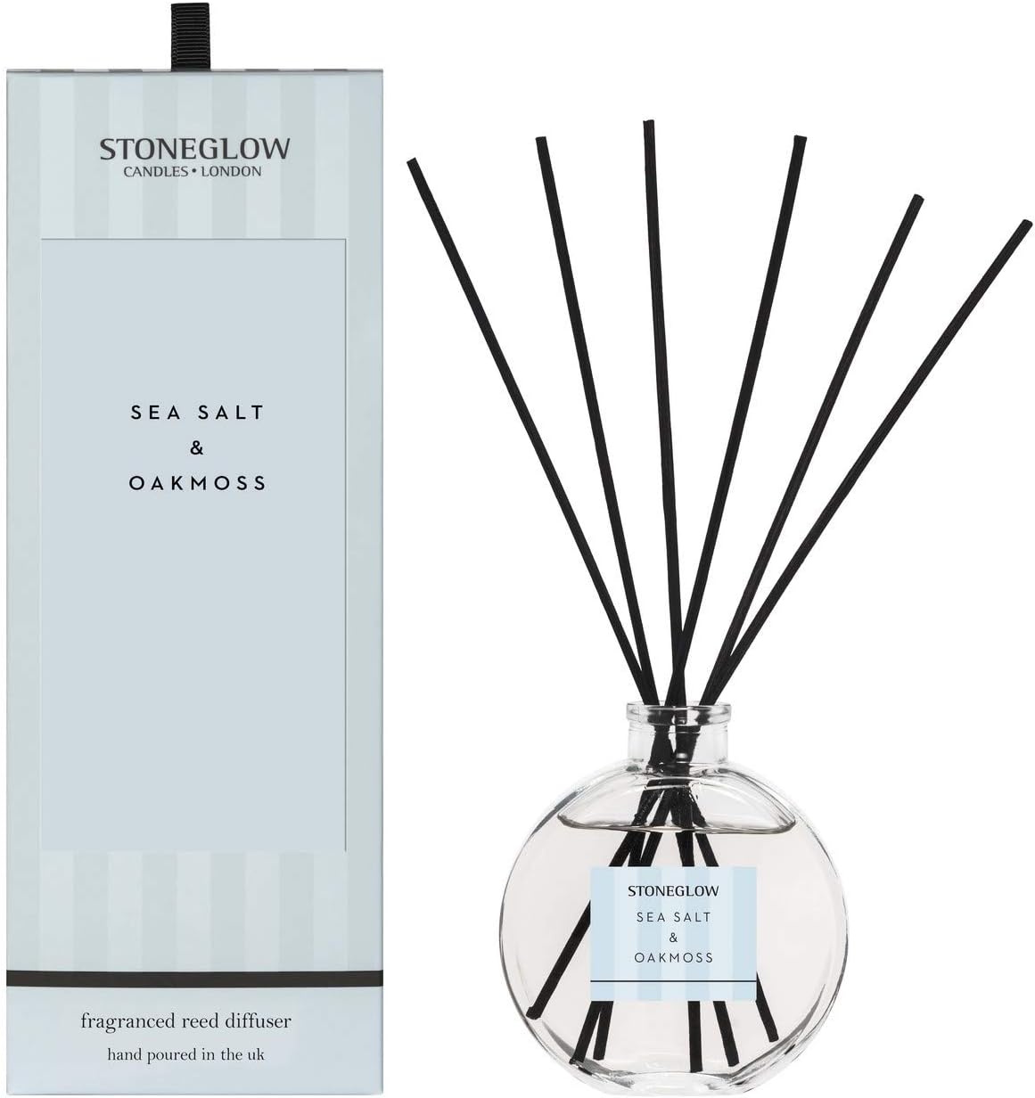 StoneglowCandles Sea Salt and Oak Moss Reed Diffuser with Elegant Modern Classic Gift Box 150 ml