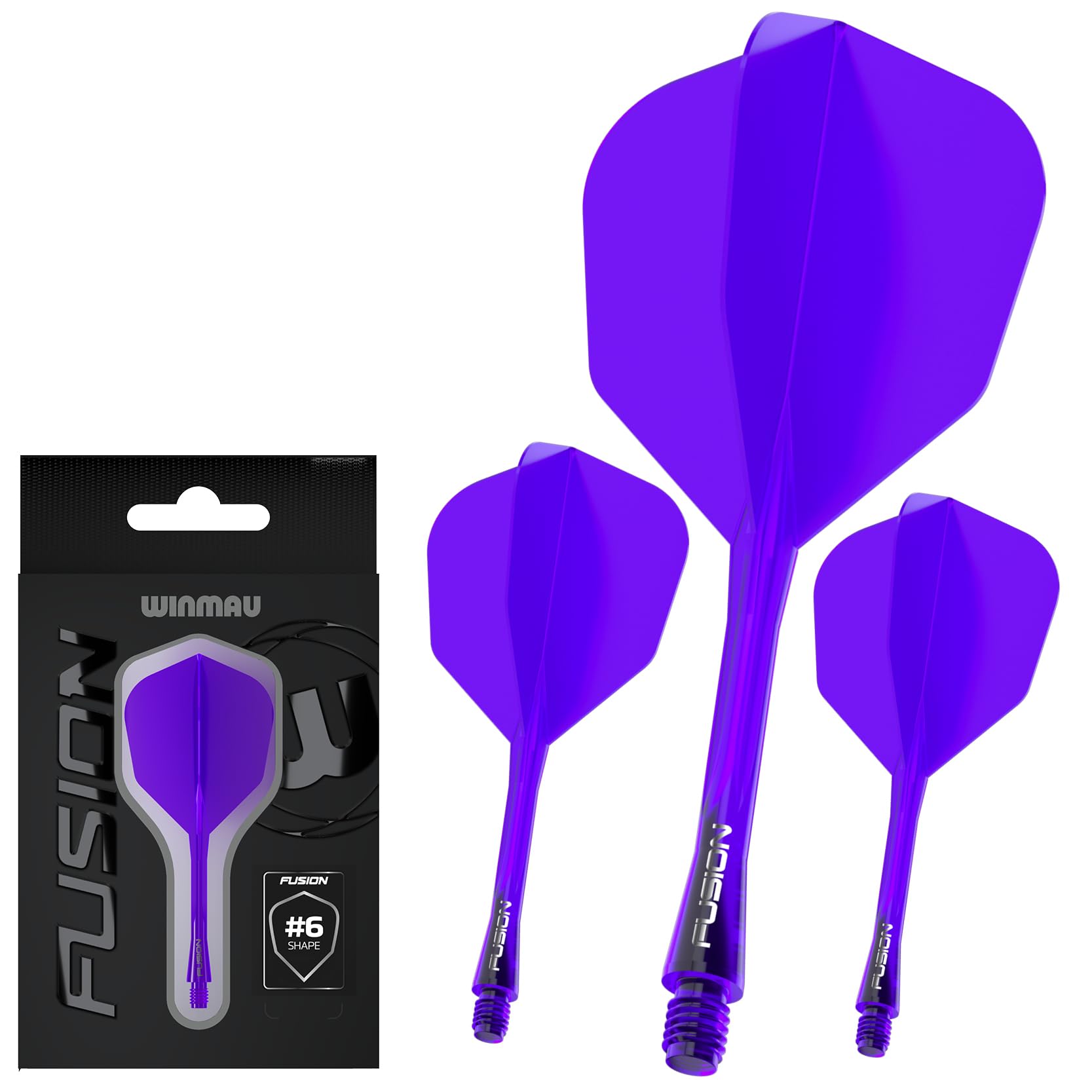 WINMAU Darts Fusion Integrated Flight & Shaft System - No.6 Shape & Design - Purple Colour, Medium Length โ image 1