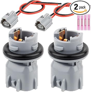 Turn Side Marker Signal Light Socket Holder with Wiring Harness Fit for Toyota C-HR Camry Prius Tacoma Supra Yaris for Lexus ES300 LS400 RX350 RX450h Replace OE 90075-60001 2PCS