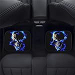 Blue Flame Skull Car Floor Mats, Front & Rear Full Set with Non Slip Rubber Backing, All Weather Protection Set of 4 for Most Vehicle