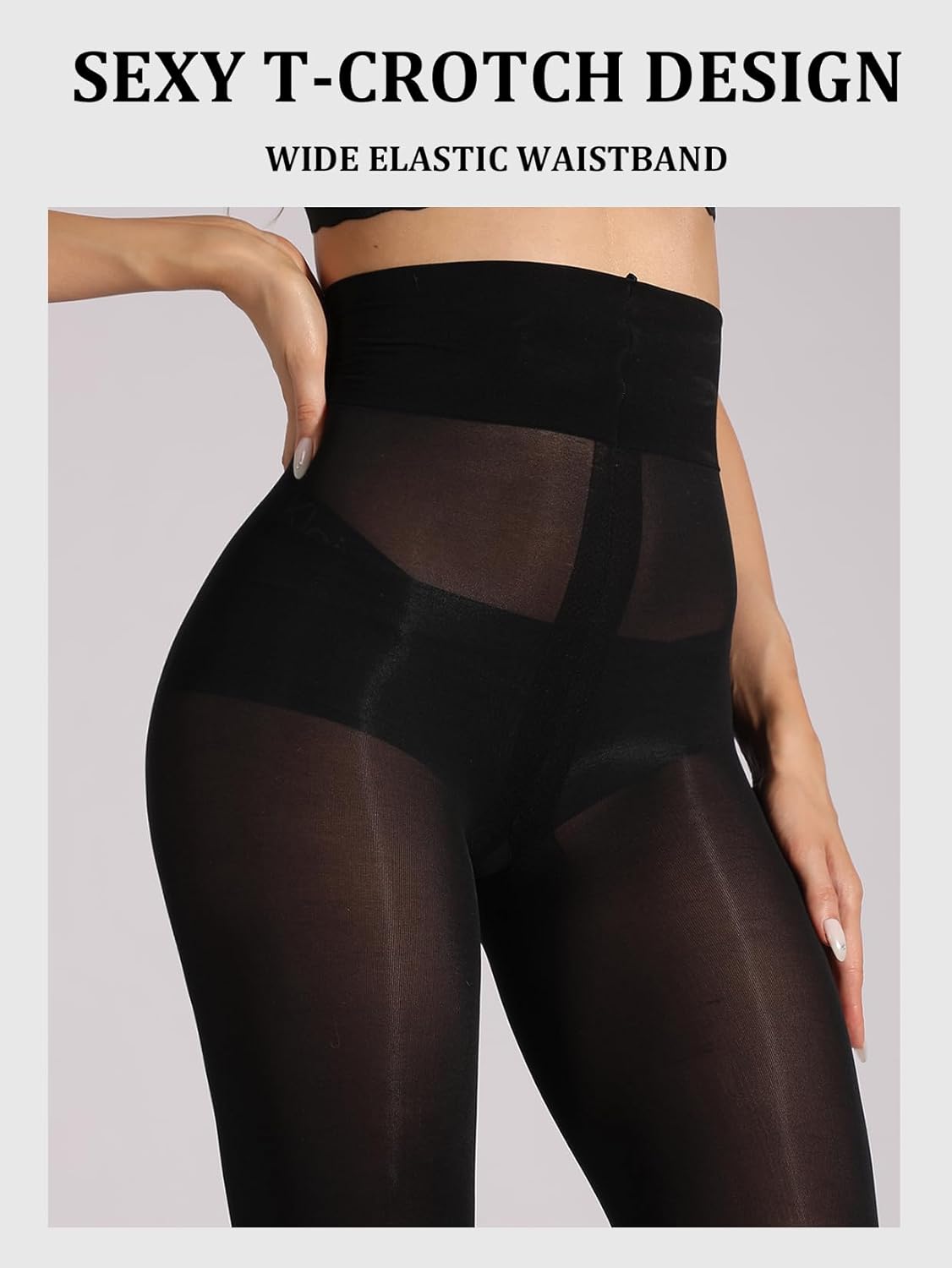 Sturdy Long-Lasting Tights for Women,Durable T-Crotch 40D Semi Sheer Pantyhose,High Waist Reinforced Toes - Image 3