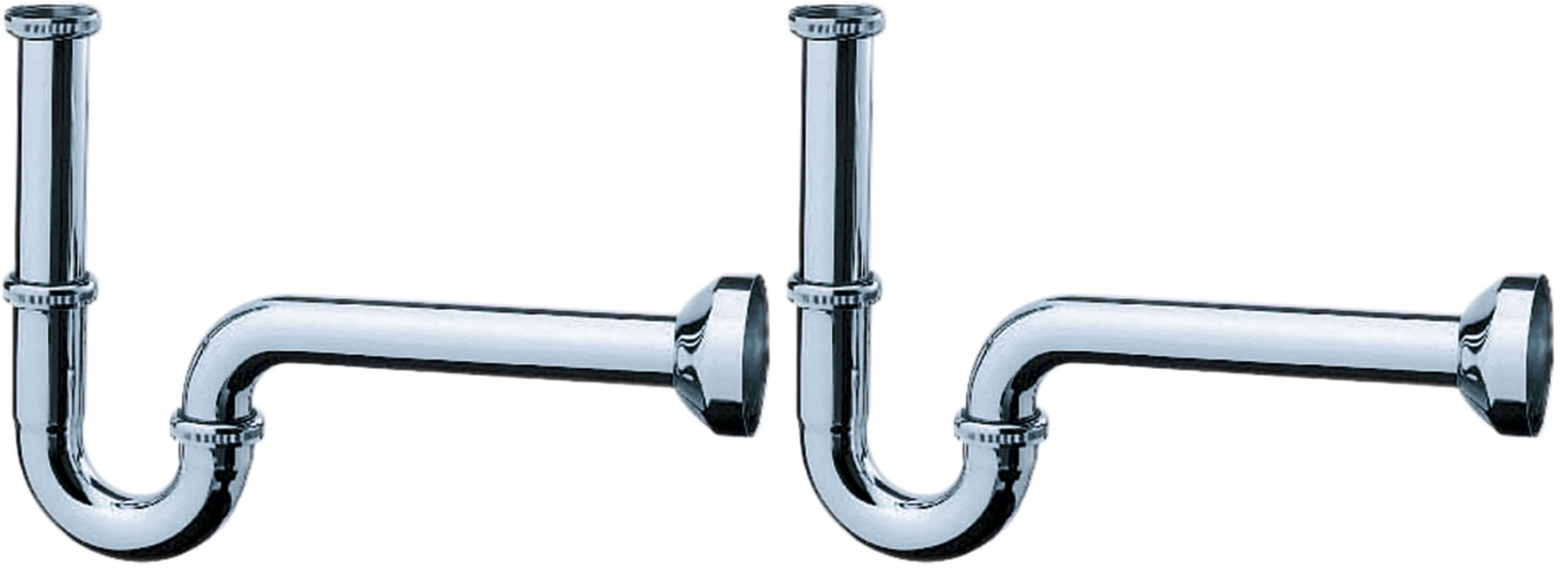 hansgrohe Siphon (Röhrensiphon für Waschbecken) chrom, Klein (Packung mit 2)