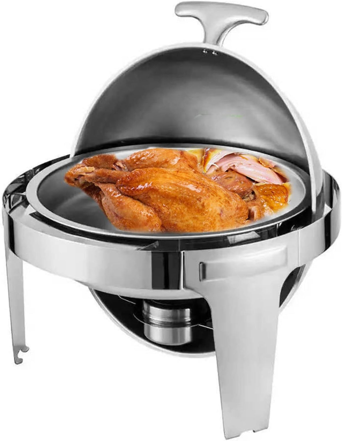 Stainless Steel Chafing Dish Round Chafer Roll Top,Buffet Server Warming Tray Food Buffets Food Warmer for Parties Buffet Set Chaffing Dishes,6 Quart,for Wedding, Parties, Banquet, Catering Events