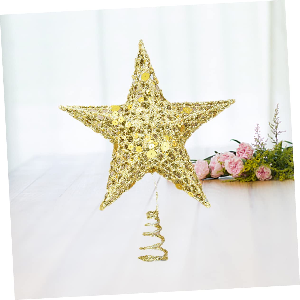 PRETYZOOM 2St Funkelnde Weihnachtsbaumspitze Weihnachtsbaum-Sternspitze Ornament Glitzernde Weihnachtsbaumspitze Stern Baumspitze vertikal Zylinder Metall Dekorationen