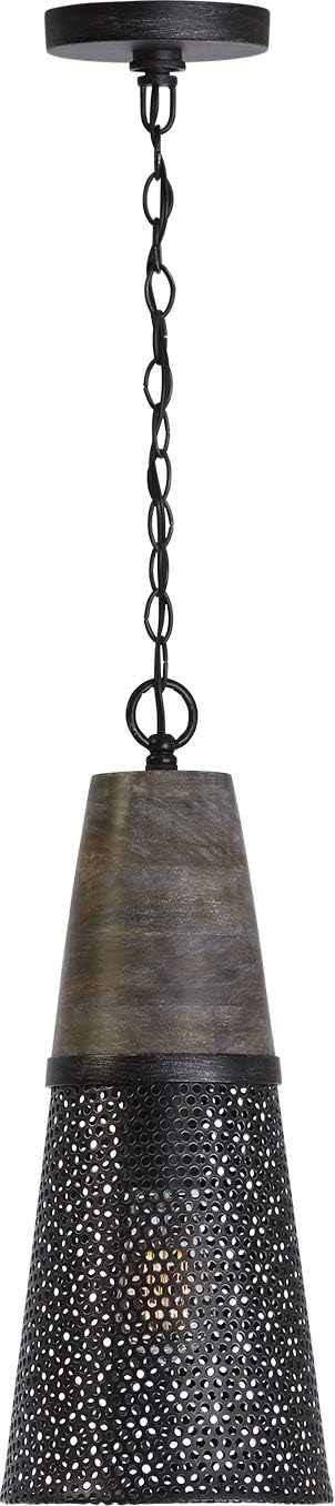 Capital Lighting 333911BH-692 Coker Farmhouse Wood and Metal Cone Pendant, 1-Light 100 Watts, 20" H x 8" W, Barn House