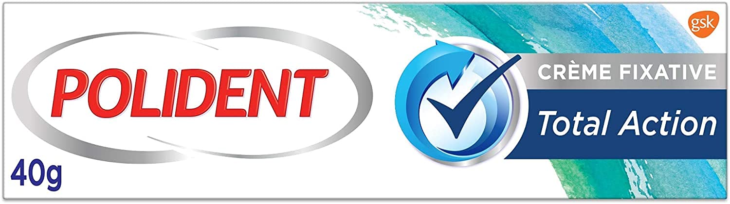 Polident Crème Fixative Protection Gencives, Pour Prothèses Dentaires Partielles ou Complètes, Sans Goût, 40g LOT DE 6