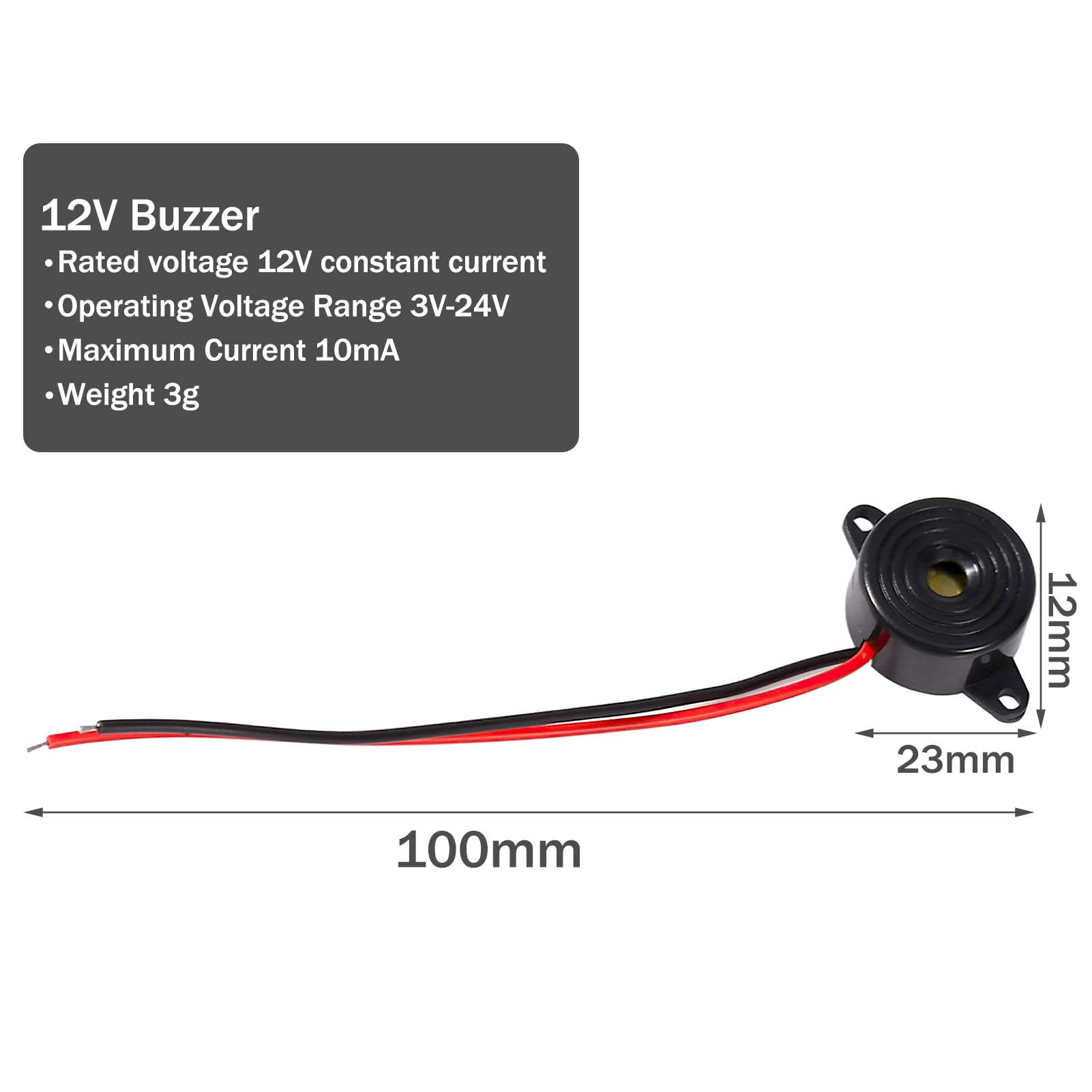 Buzzer 12V 95dB Tone Alarm Sounder