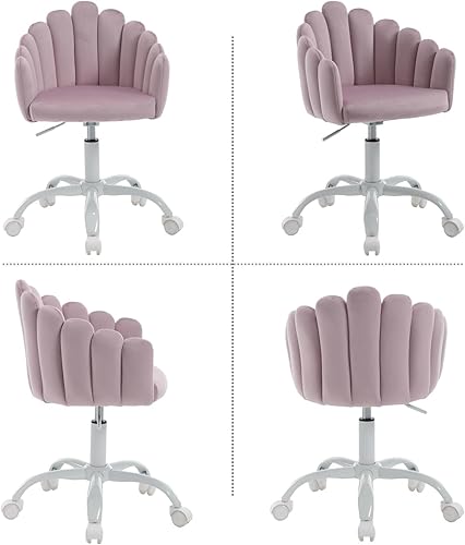 Miniatura 6 de DUOMAY Silla de escritorio para niños, silla giratoria para computadora para niños y niñas, silla de estudio tapizada de terciopelo, bonita silla de