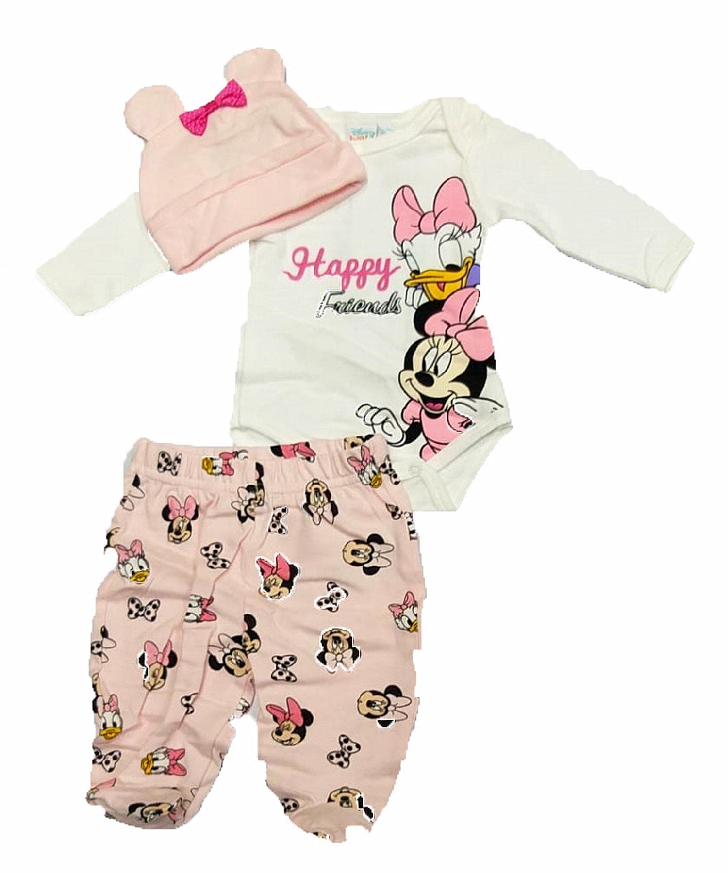 Sun City Minnie Mouse Disney, Baby Kleidung, 6 Monate, 100 % Baumwolle, Rosa und Weiß