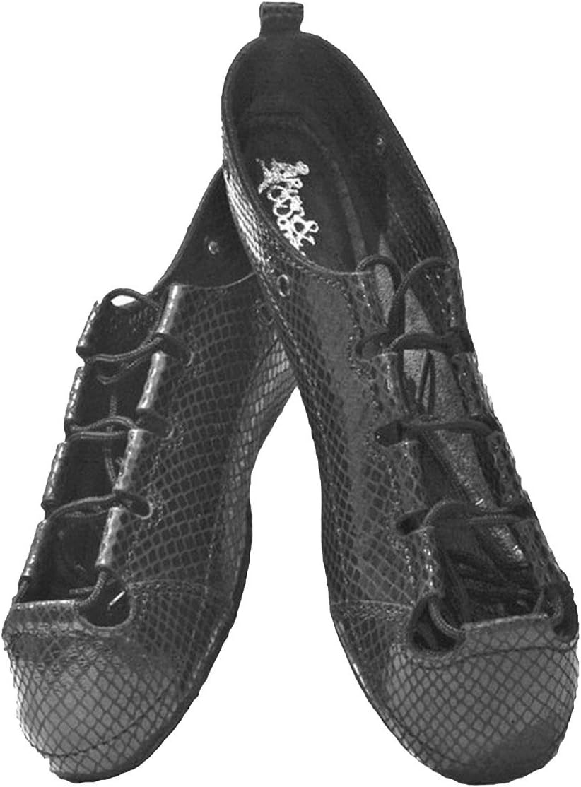 Irish Dance Pumps - ghillie's - Soft - Light Shoes with Diamond Print Black Leather and Suede Soles with - Free - Cotton Bag, Black, 2