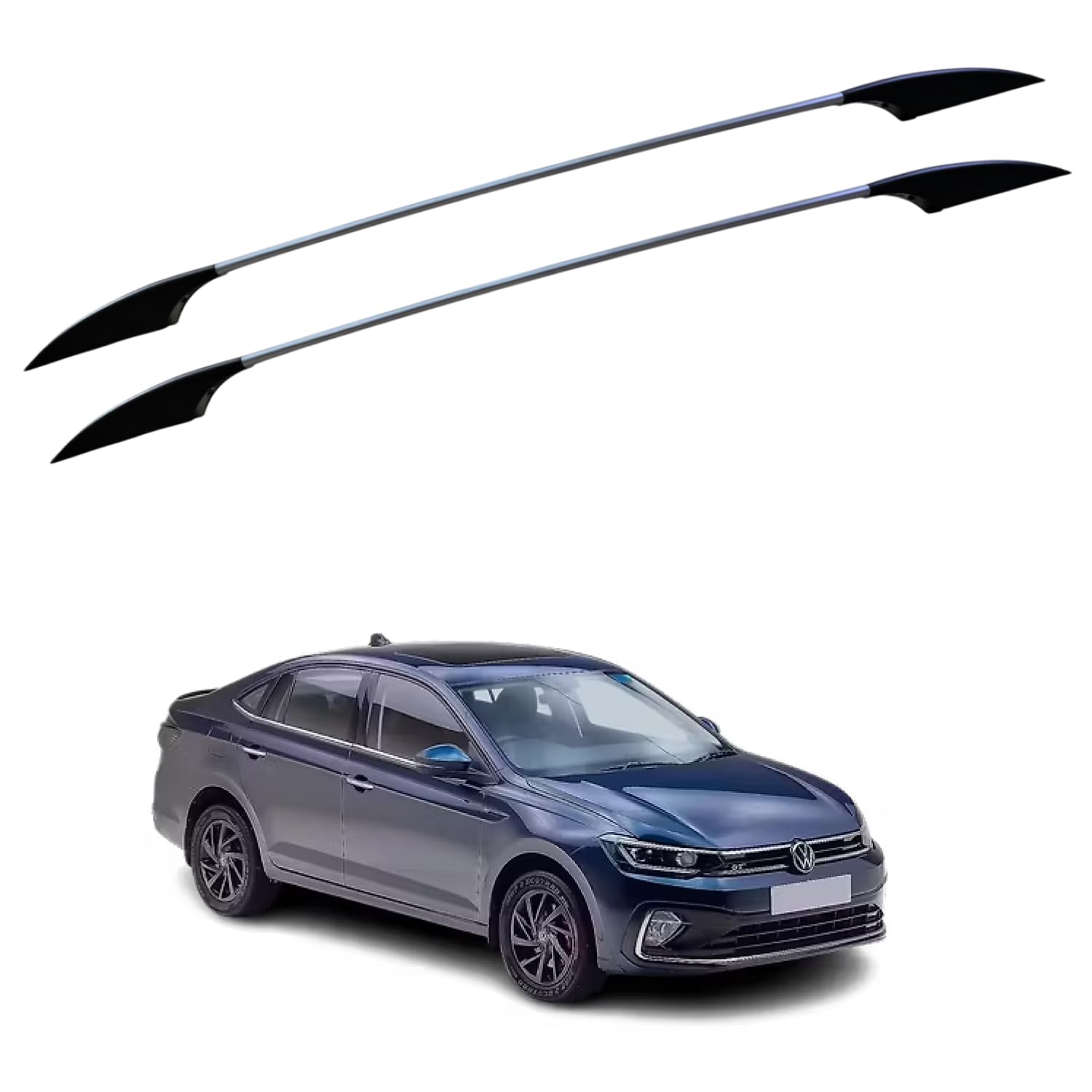 AKSMIT Universal Car Roof Rail with Premium 3M Adhesive Tape | No Drilling Required | Aluminium Alloy Bar & ABS End Caps | Decorative Roof Rack Rails for Hatchback, Sedan & SUV (Silver, Pair of 2) A44 | Metal Build-image-46