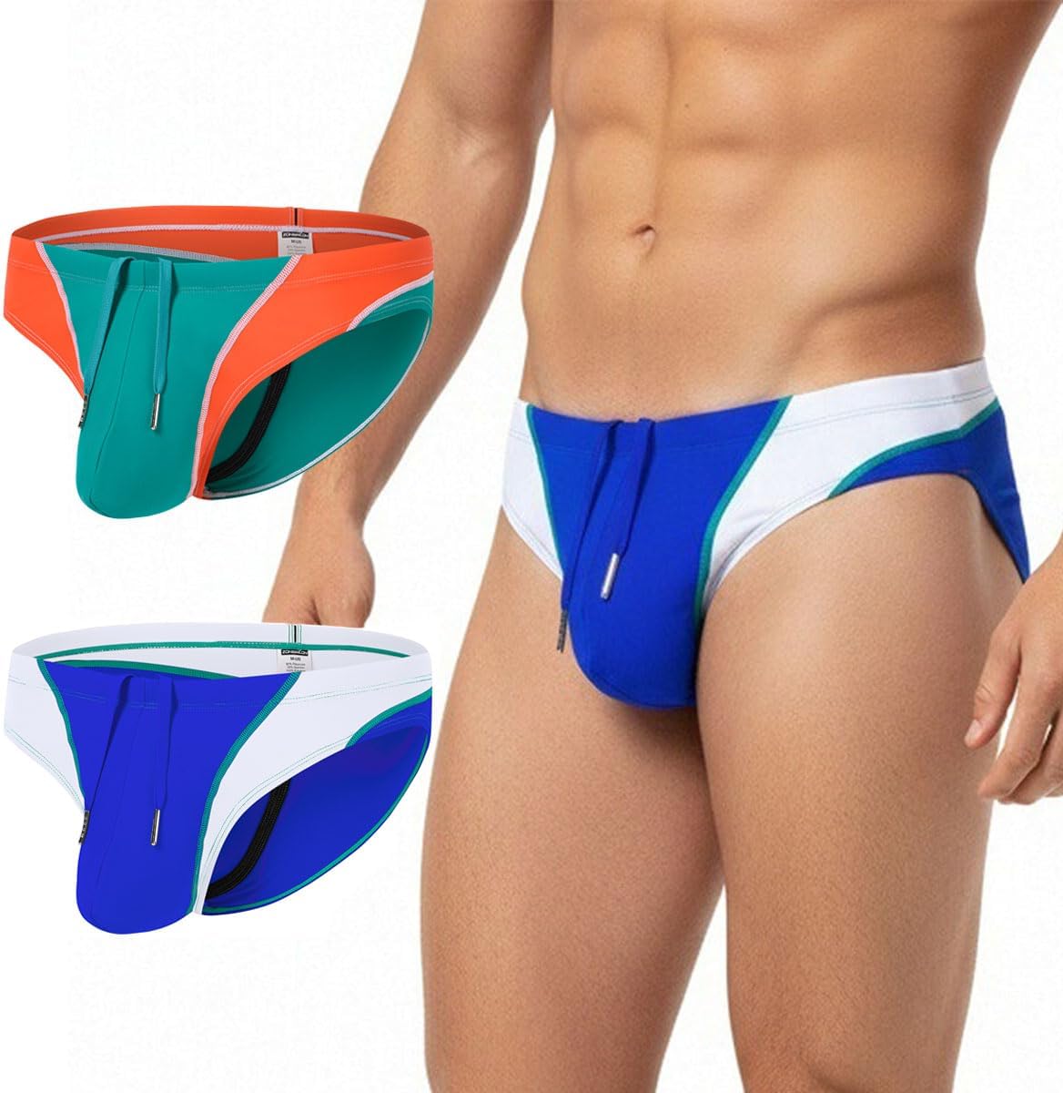 SUMABA Mens Sexy Swim Bikini with Adjustable Drawstring Swimming Briefs Swimwear