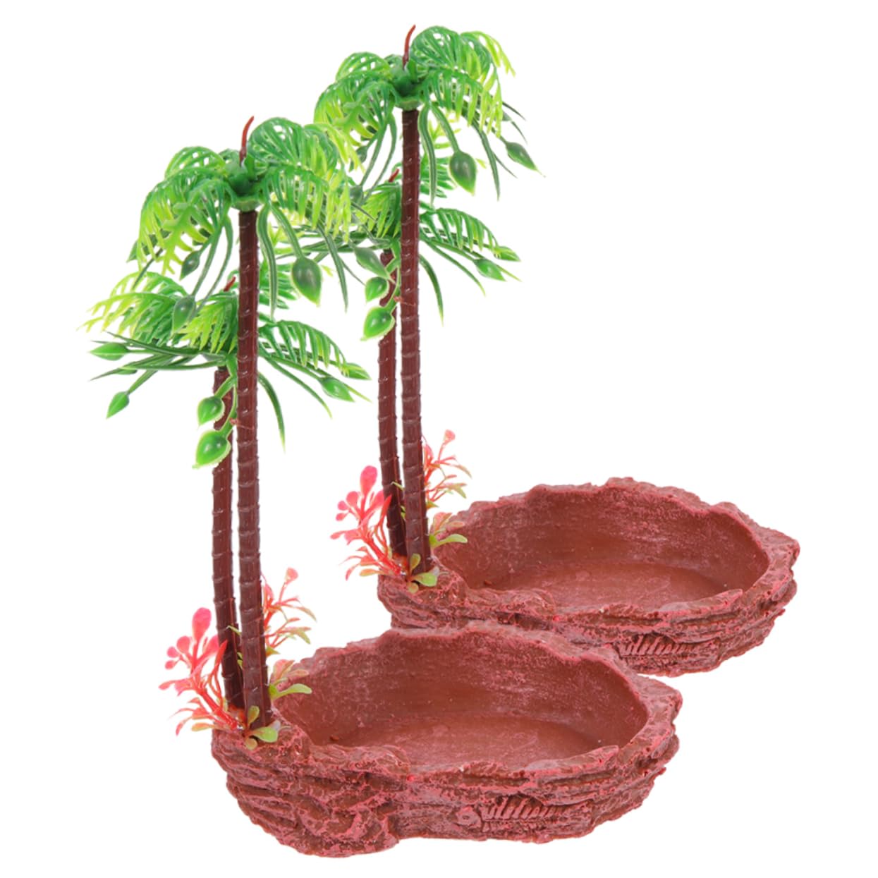 UKCOCO 2Pcs Wear Resistant Decorative Reptile Water Bowls Natural Resin Terrarium Dishes for Feeding Tortoises Lizards and Snakes Snack Accessory for
