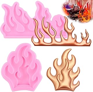 ZiXiang Fire Flame Silicone Fondant Molds For Cake Decorating Cupcake Topper Polymer Clay Candy Chocolate Gum Paste Set Of 2