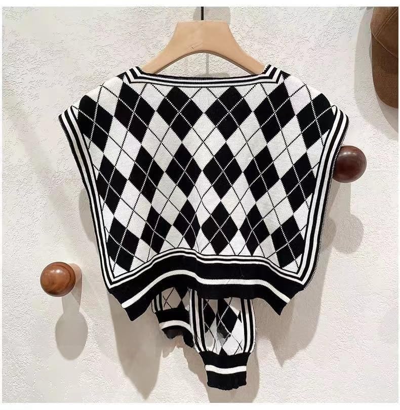 Image of WaJuemy Sweater Shawl Wraps for Women Sweater Knitted Knotted Shawls Travel Casual Scarf Cape Shoulder Tops Fashion Wrap