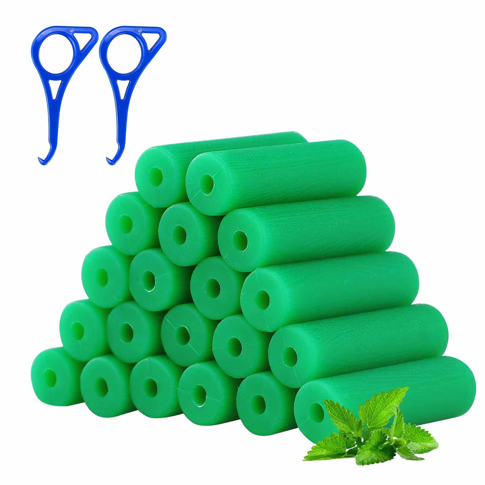 20 Pcs Aligner Chewies for Aligners, Green Mint Scented Dental Chewies with 2 Pcs Blue Aligner Tools, Teeth Straightening Kit Aligners Resuable Tray Seaters for Orthodontic