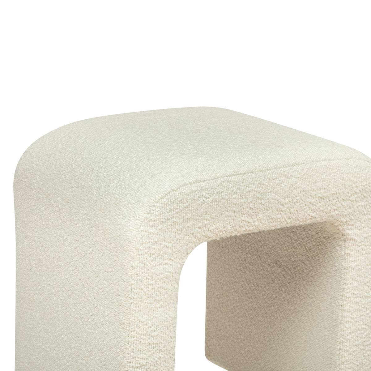 Atmosphera - Puf Sevi en Tejido bouclé Blanco - 41 x 35,5 x 43 cm, Estilo escandinavo - Asiento Adicional para salón y Dormitorio