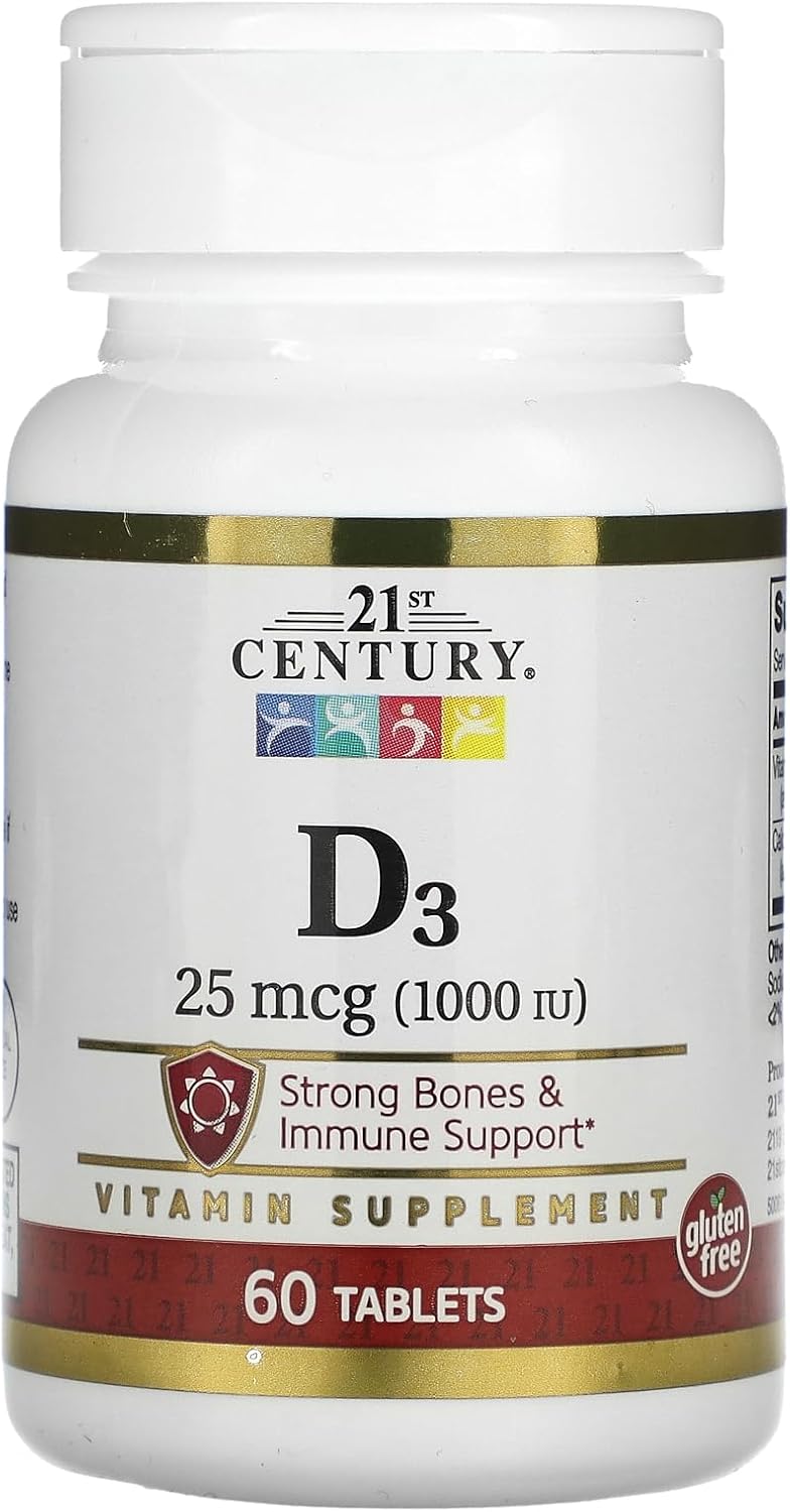 21st Century D3, 25 mcg (1000 UI), 60 Tabletas