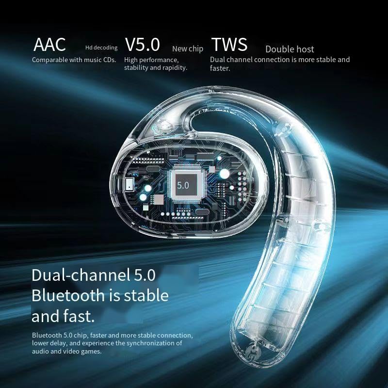 Open Ear Headphones Bluetooth Earphones Sports with Smart Digital Display,48H Playtime, IP54 Waterproof, Wireless Earbuds Lightweight Design Fit Cycling, Running,Workout,Black