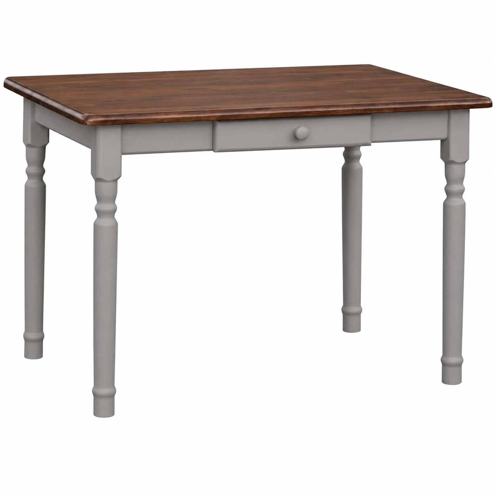 Table à manger avec tiroir Gris pin bois de style maison de campagne - 70 x 100 cm