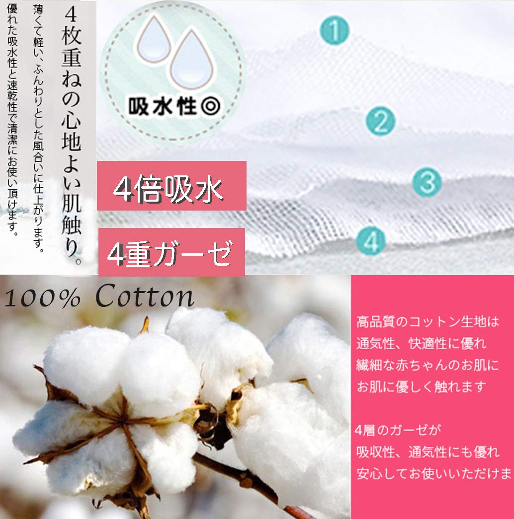 Amazon | [MOMSMENU] ガーゼハンカチ ガーゼタオル 4層 ベビービブ 綿