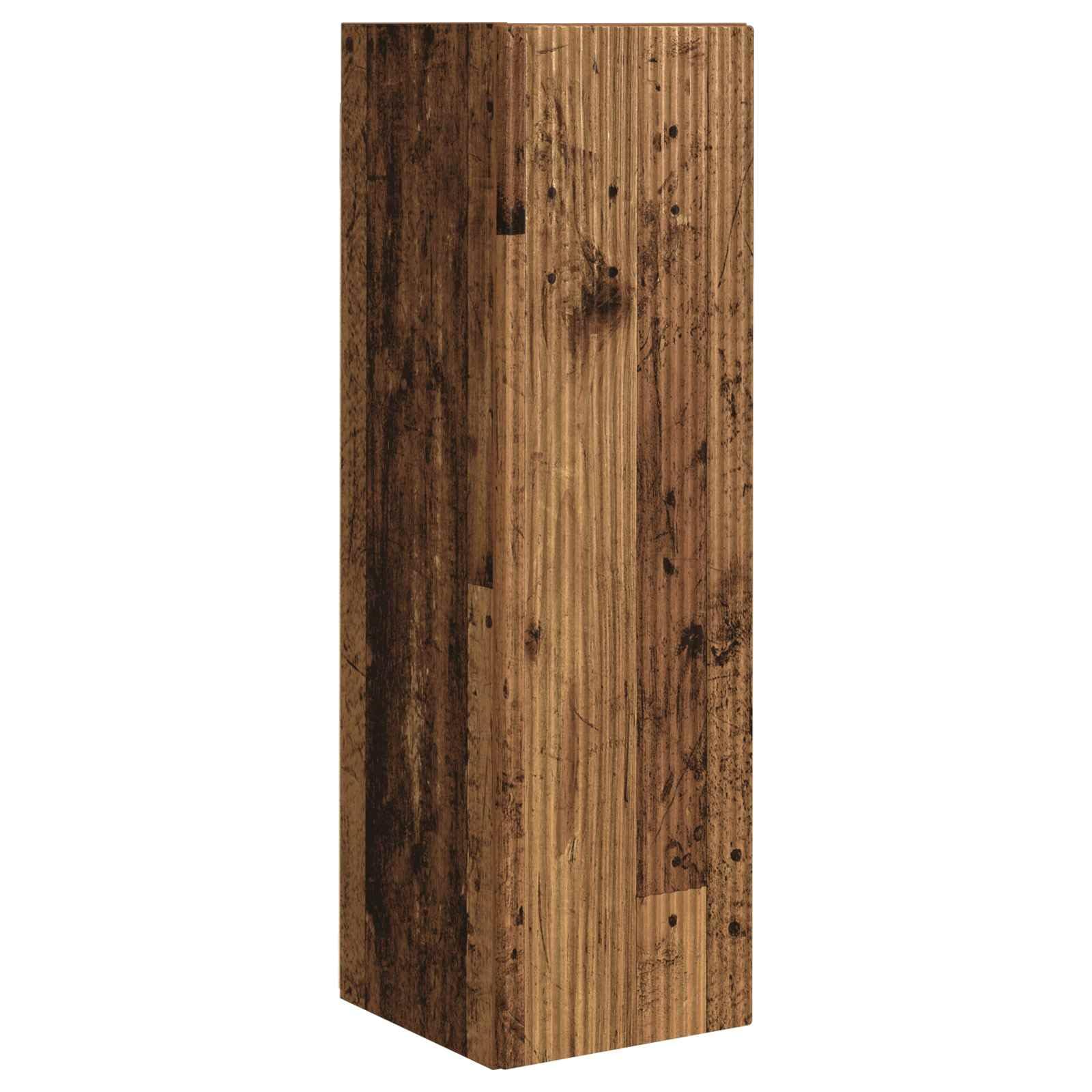 TV-Schrankset Wandmontiert 3-teilig, Altholz Holzwerkstoff, Modernes Media Center für Wohnzimmer, Schlafzimmer, 30x31x100 cm