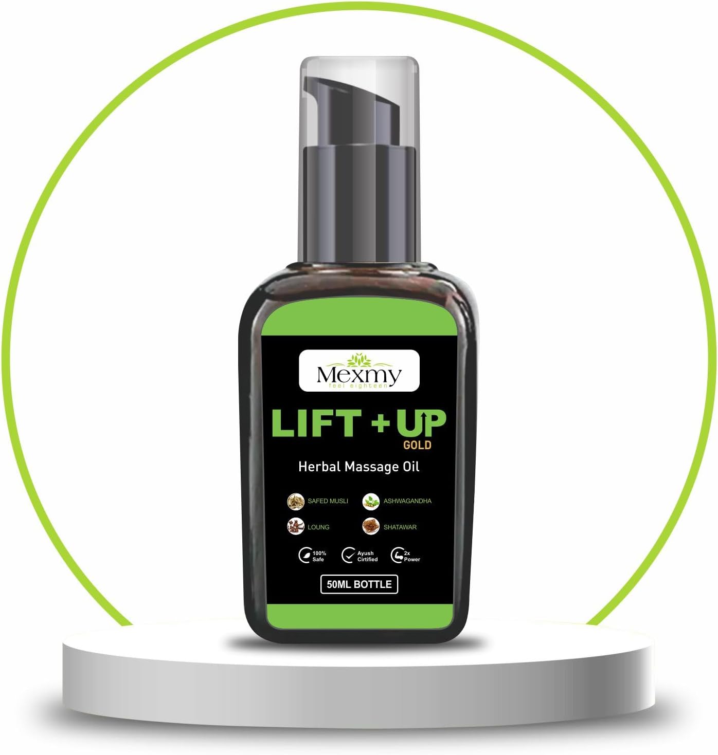 Mexmy Lift Up Care Massage Oil for Men (50ml) - Helps to get African like Strength, Thickness and Length | Lift-Up your Tool with Ashwagandha, Loung, Gokshur, Shudh Shilajit and 6 More Natutral Herbs | FDA Approved