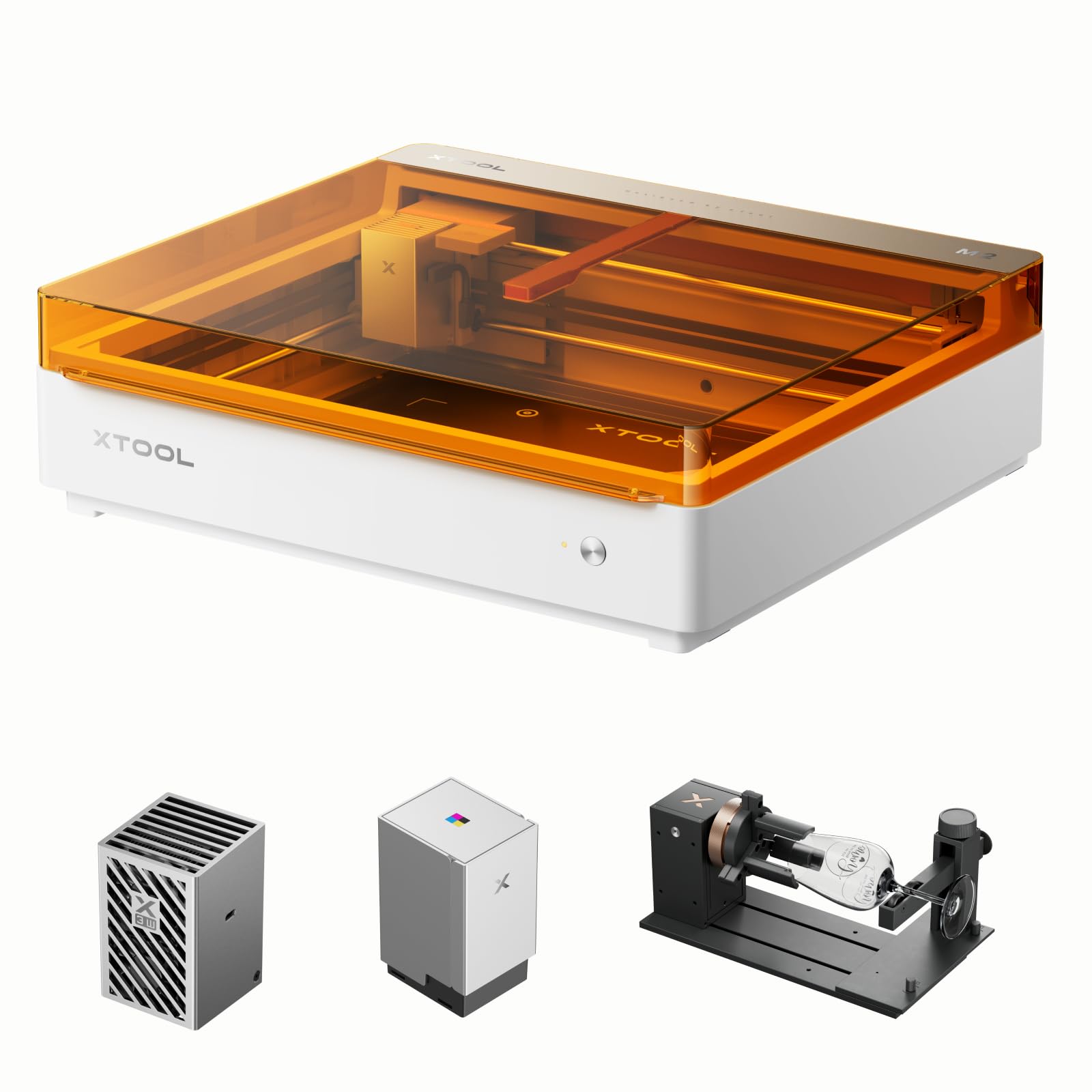 xTool M2 20W Graveur Laser avec Jet d'encre CMJN, RA3 Lite et Module Laser 3W 1064nm, Double Caméra, Machine de Découpe Laser pour Stickers DIY sur Bois, Acrylique, Papier, Cuir, Feutre, Tissu