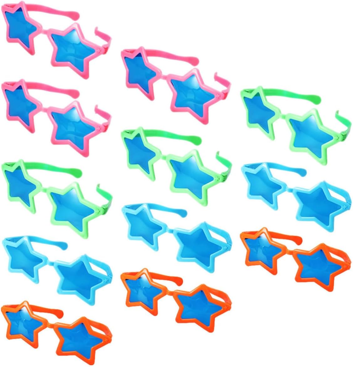 12pcs Party Eyewear Pentagram Glasses Lightweight Plastic Decorative Glasses Comfortable Fun for Party and Cosplay Random Color